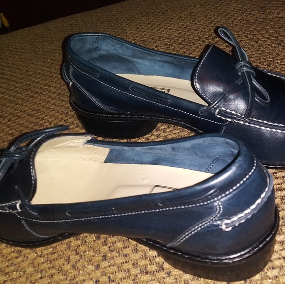Luca Grossi per Carucci Shoes Women's Blue Leather Loafers Made in Italy - Picture 8 of 13